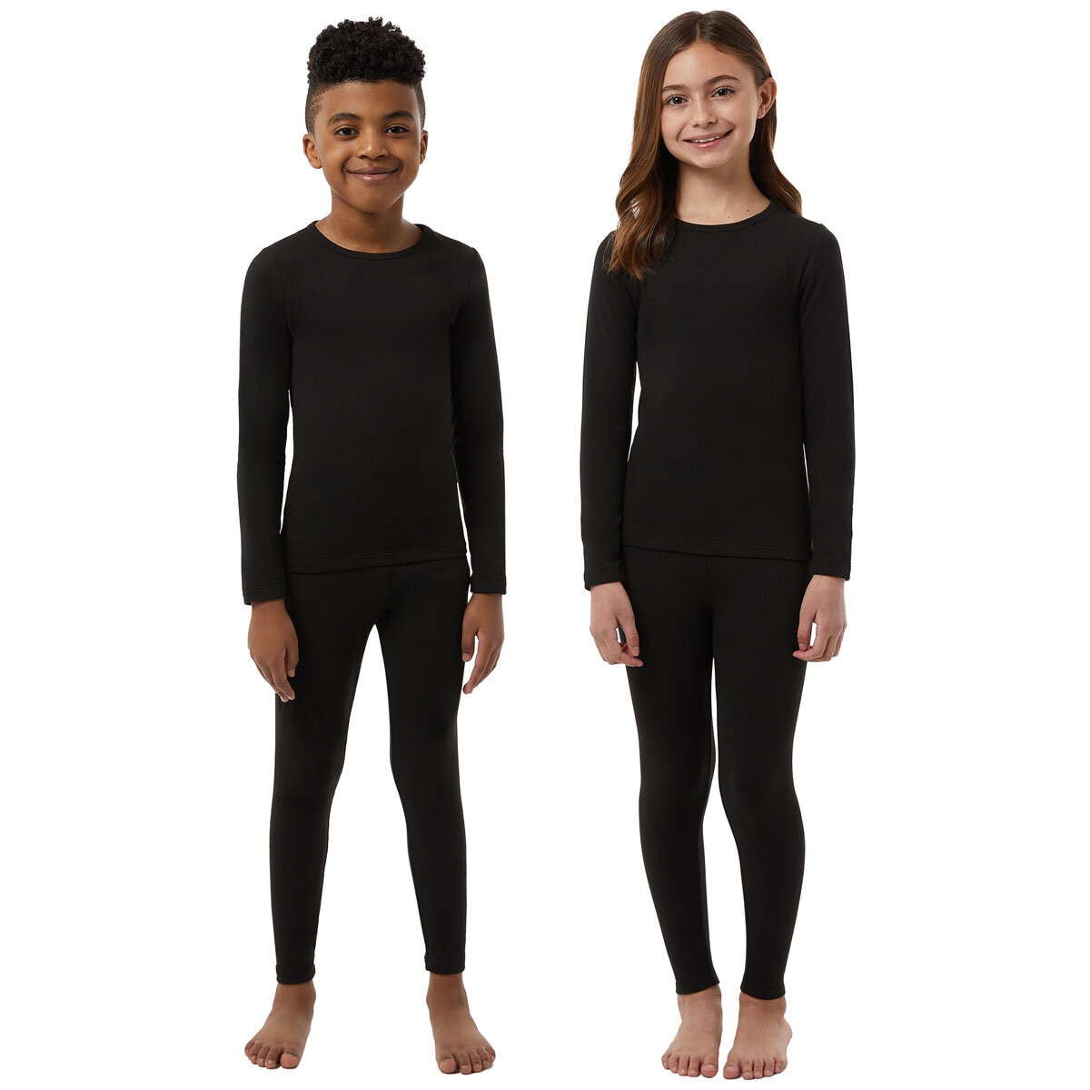 32 Heat Kids Plush Base Layer Set in Black, Large