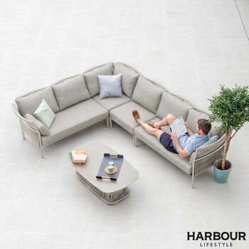Harbour Lifestyle Emilia Large Corner Patio Set with Aluminium Table in Beige