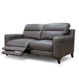 Colby Dark Grey Leather 2 Seater Sofa with Power Footrests