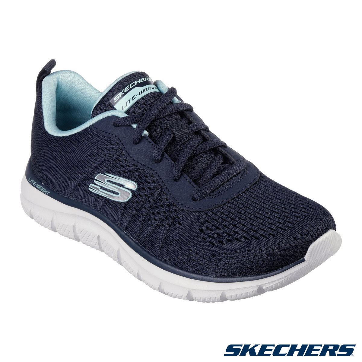 Skechers Ladies Track Staple Trainer in Navy Size 6 Co