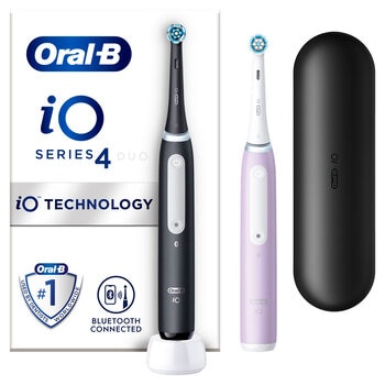 Oral B iO4 Toothbrush Matte Black & Lavender, Duo Pack