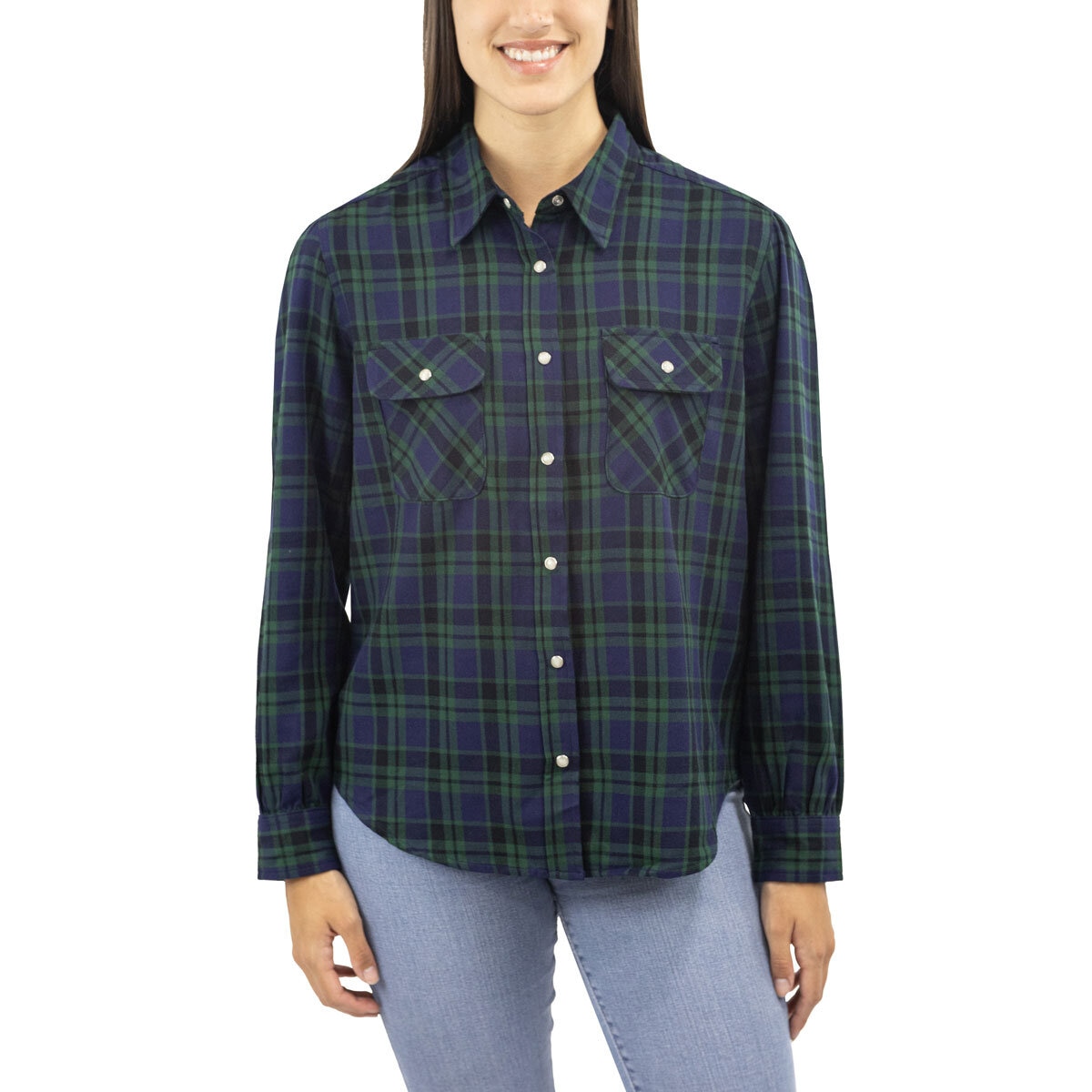 Jachs Ladies Girlfriend Shirt With Snap Buttons in Green