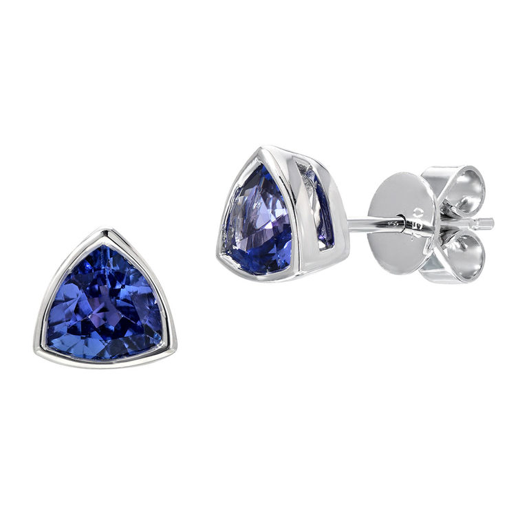 1.40ctw Triangle Cut Tanzanite Stud Earrings, 18ct White Gold | Costco UK