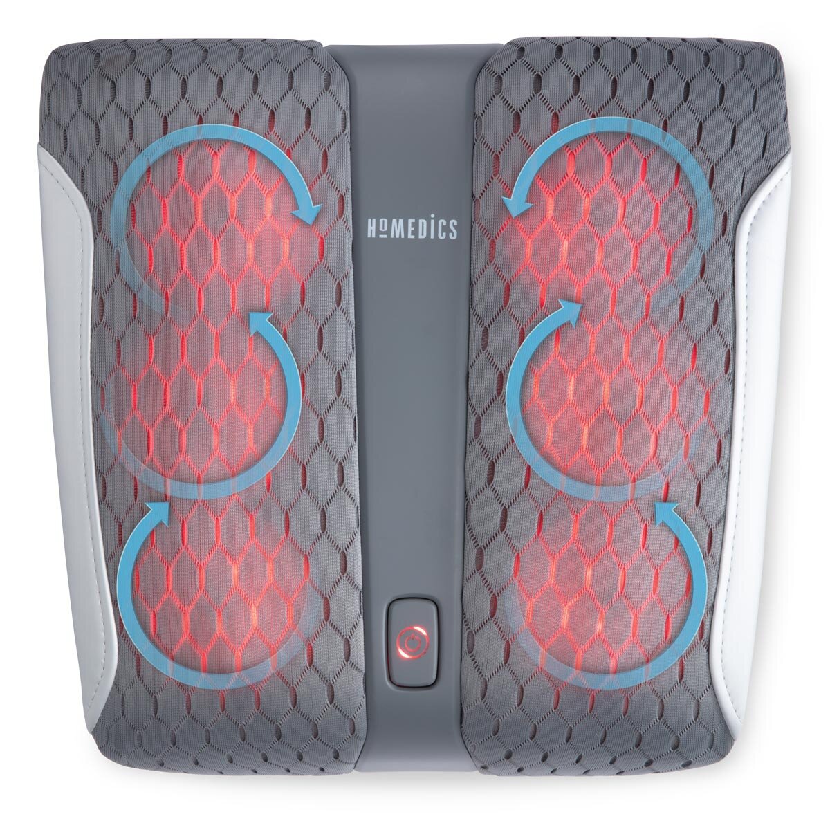 Image of Homedics Foot Massager taken from above turned on demonstrating massage motion