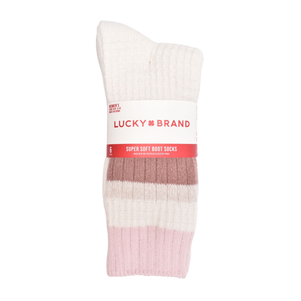 Lucky Cozy Boot Sock, 6 Pack in Ivory