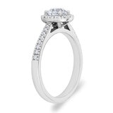 0.97ctw Round Brilliant Cut Diamond Halo Ring, Platinum