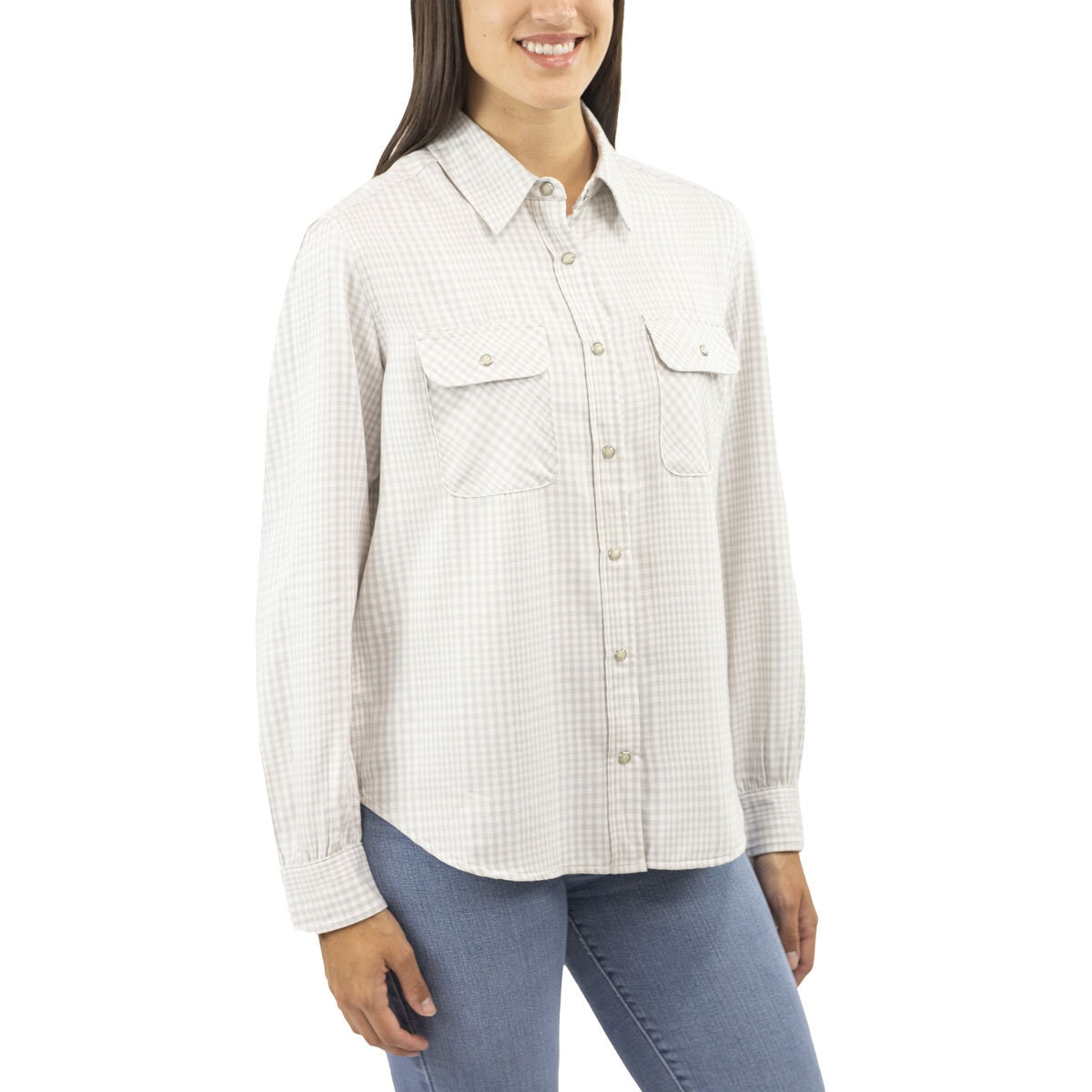 Jachs Ladies Girlfriend Shirt With Snap Buttons in Grey