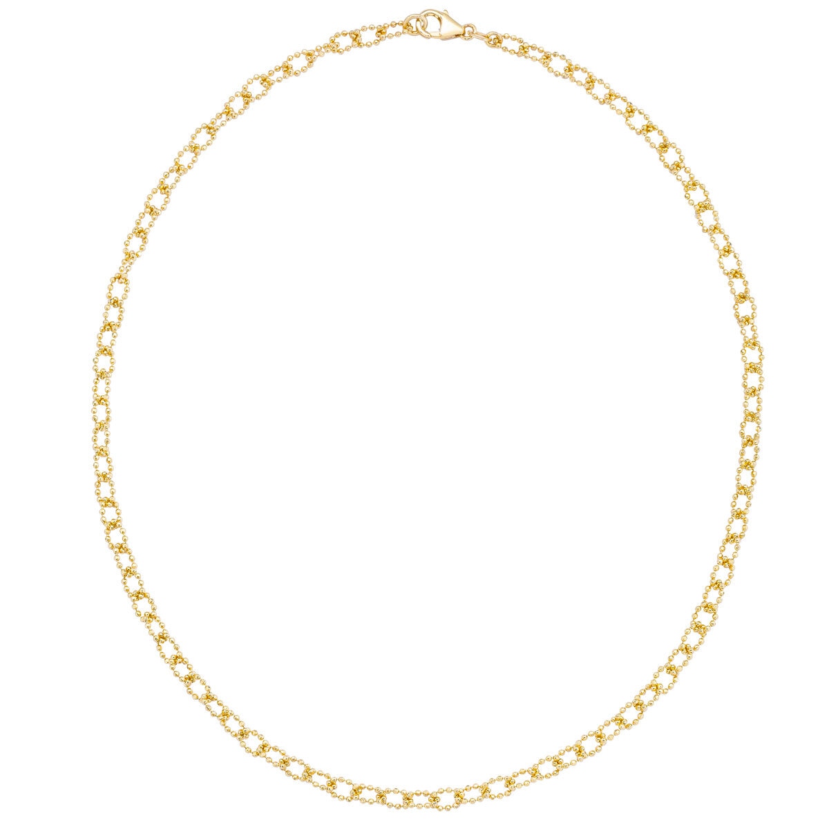 14ct Yellow Gold Diamond Cut Bead Rolo Necklace