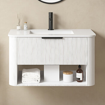 Ove Bella 900mm Wide Wall Mounted Vanity in Matte White