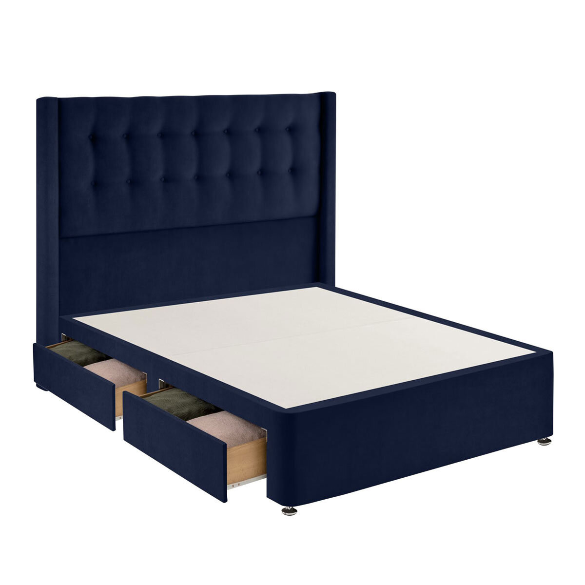 Silentnight 4 drawer velvet divan in maritime