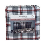 Portuguese Flannel Cotton 4 Piece Double Duvet Set, Red Plaid