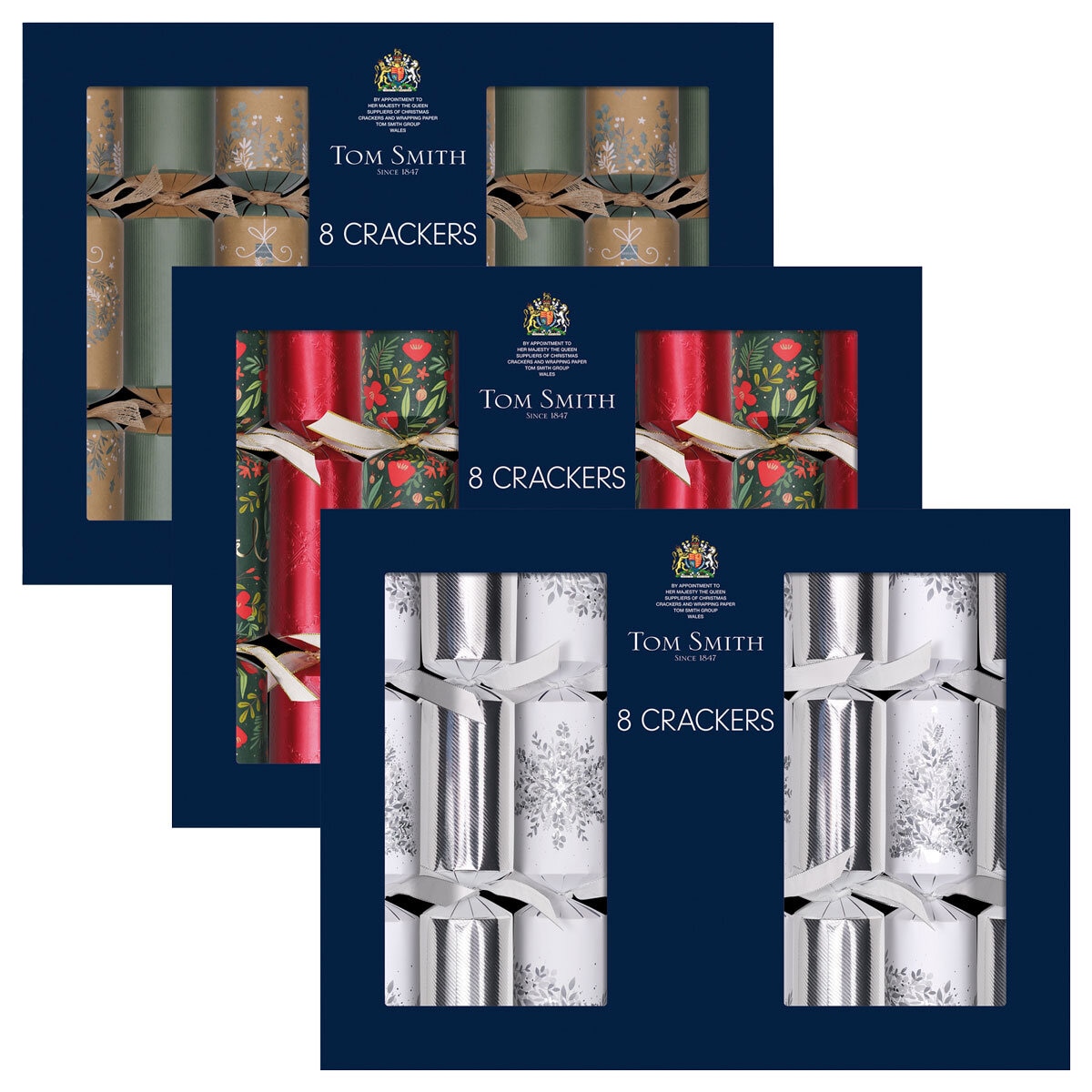 Tom Smith 14 Inch (36cm) Christmas Crackers 8 Pack Assortment