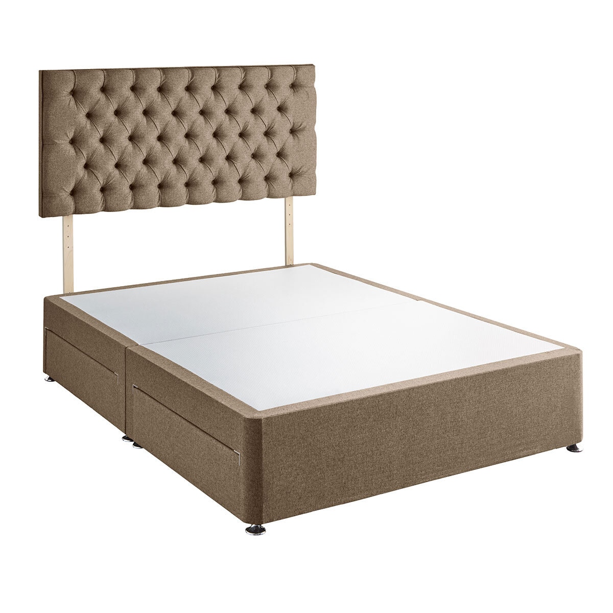 Silentnight 4 Drawer Divan Base with Eden Headboard in Wheat in 3 Sizes Silentnight 4 Drawer Divan Base with Eden Headboard in Wheat in 3 Sizes