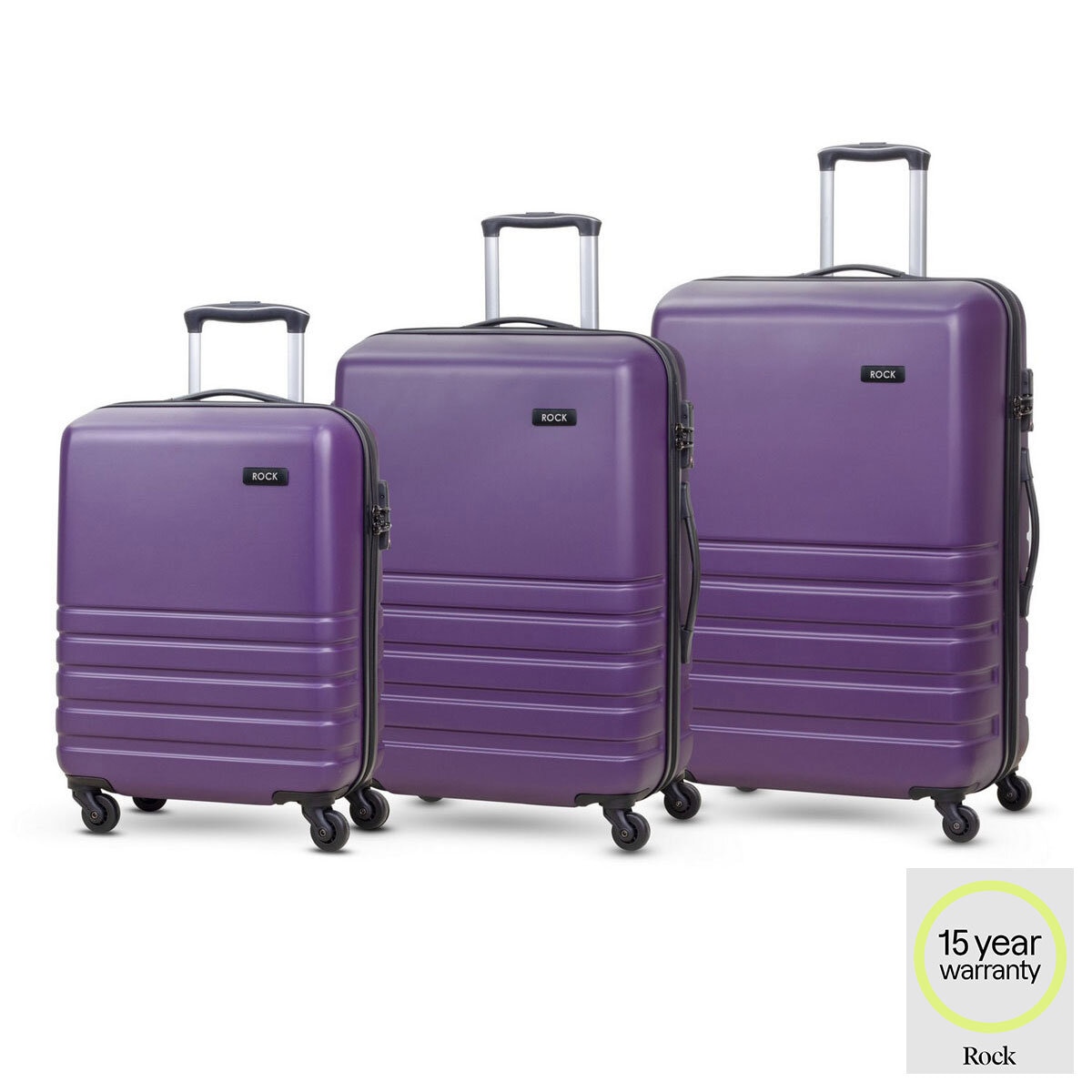 Rock Byron 3 Piece Hardside Luggage Set in Purple