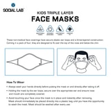 Social Lab Triple Layer Reusable Boy's Face Masks, 4 Pack