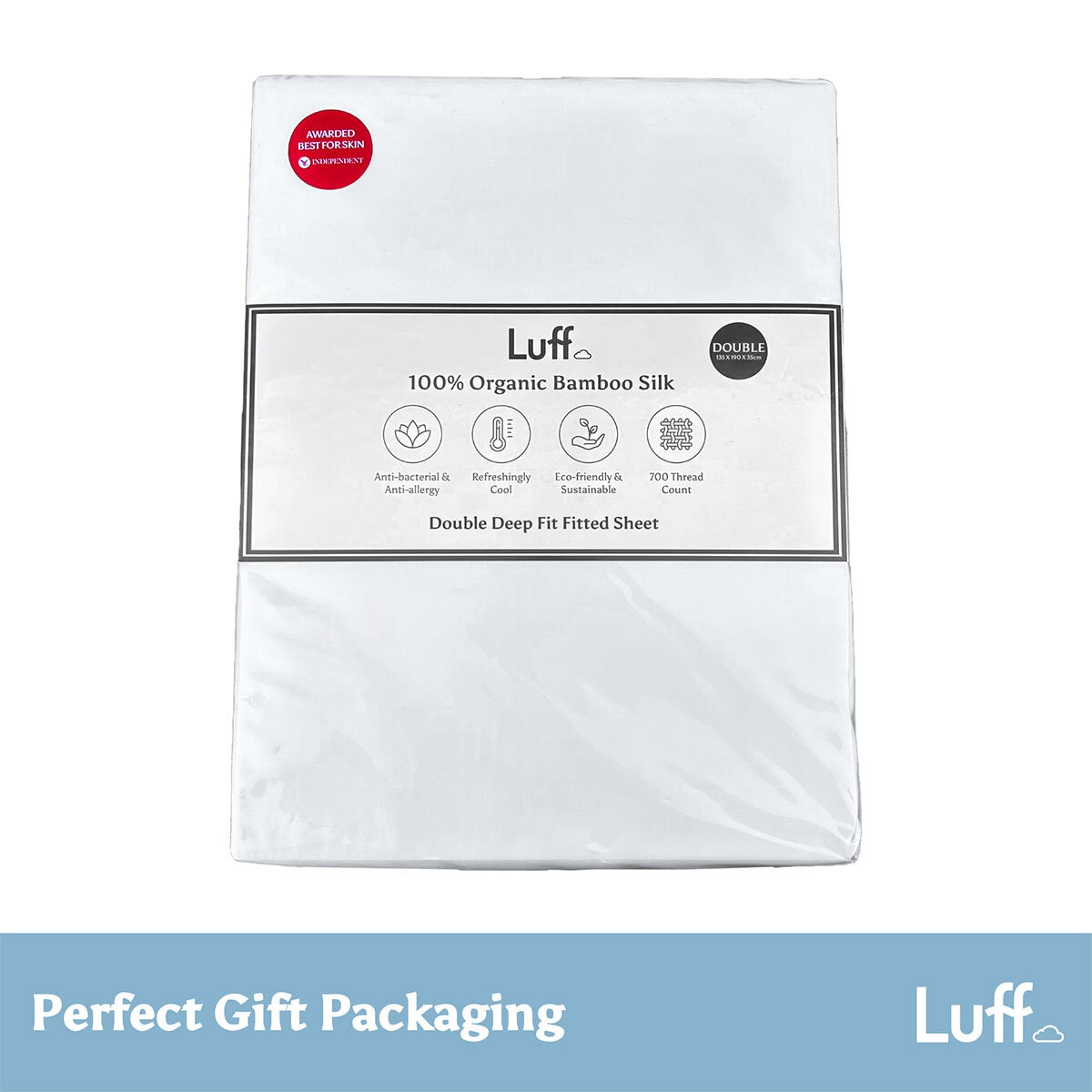 Luff 700 Thread Count 100% Organic Bamboo Pillowcases 2 Pack Light Grey