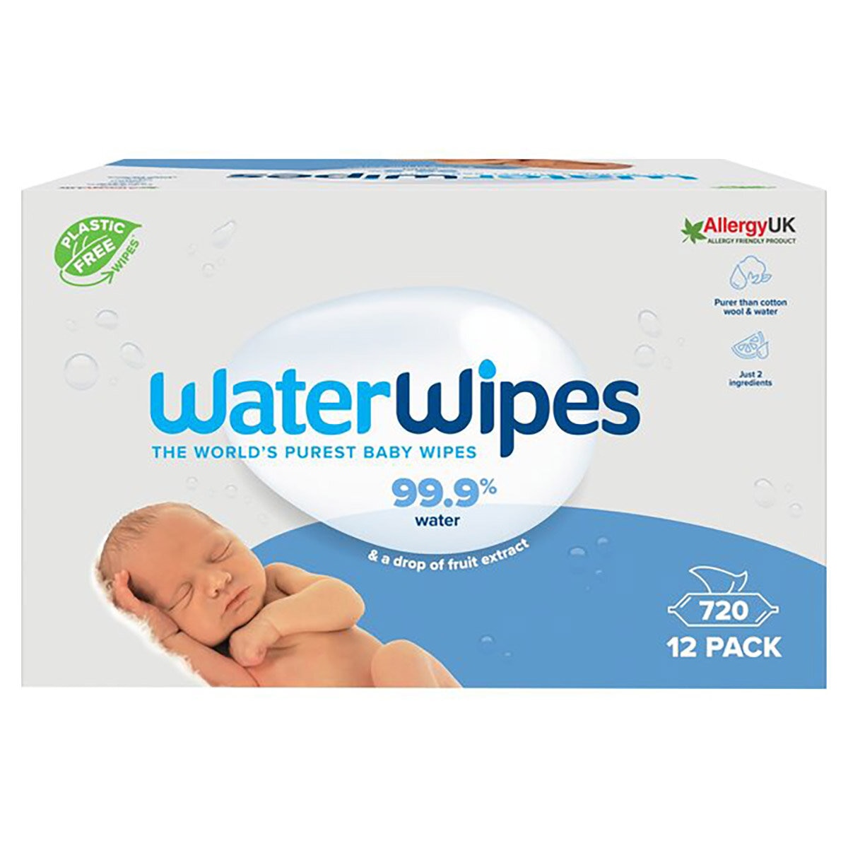 Waterwipes Biodegradable baby Wipes, 12 x 60 Wipes Boxed