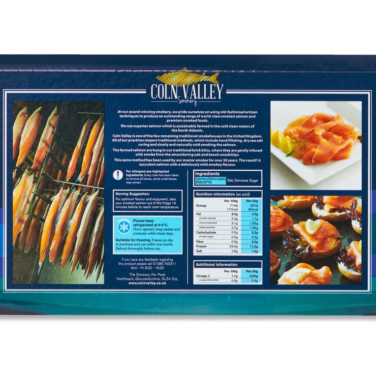 Coln Valley Traditionally Smoked Salmon D Cut, 2 x 500g (Serves 8-10 people) Coln Valley Traditionally Smoked Salmon D Cut, 2 x 500g (Serves 8-10 people)
