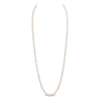 7-7.5mm Cultured Freshwater White Pearl Necklace, 18ct Yellow Gold