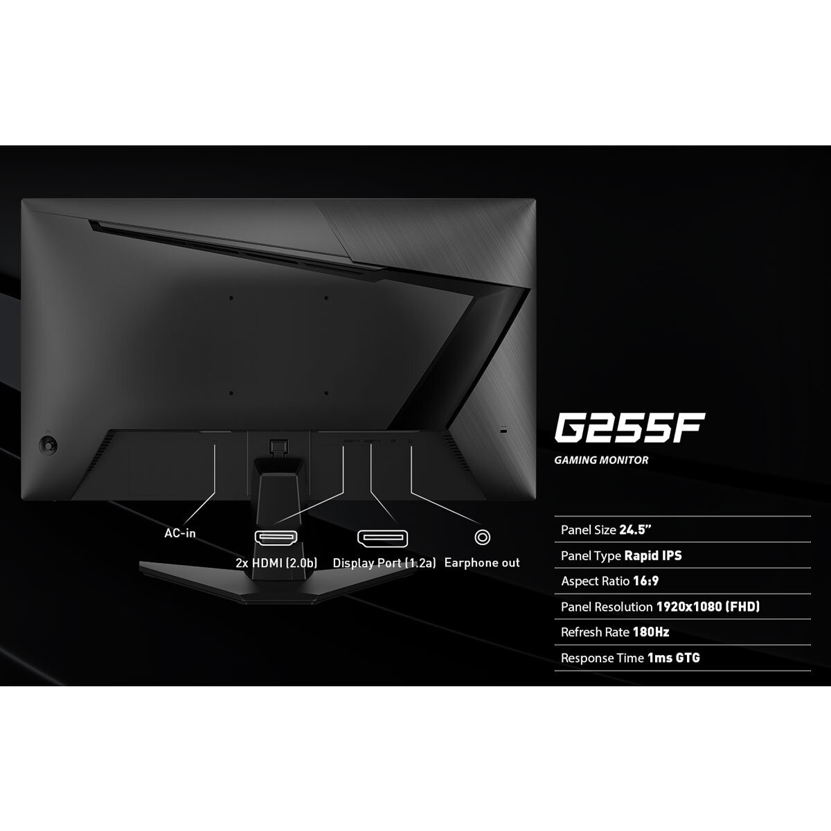 MSI G255F Full HD 180Hz IPS Curved Gaming Monitor, 9S6-3BC01M-004