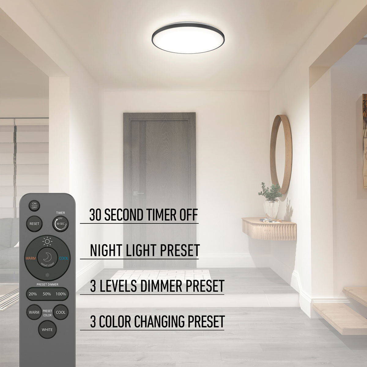 Artika Europa LED Flushmount CL-ERR-5L40BL With Remote in Black at costco.co.uk