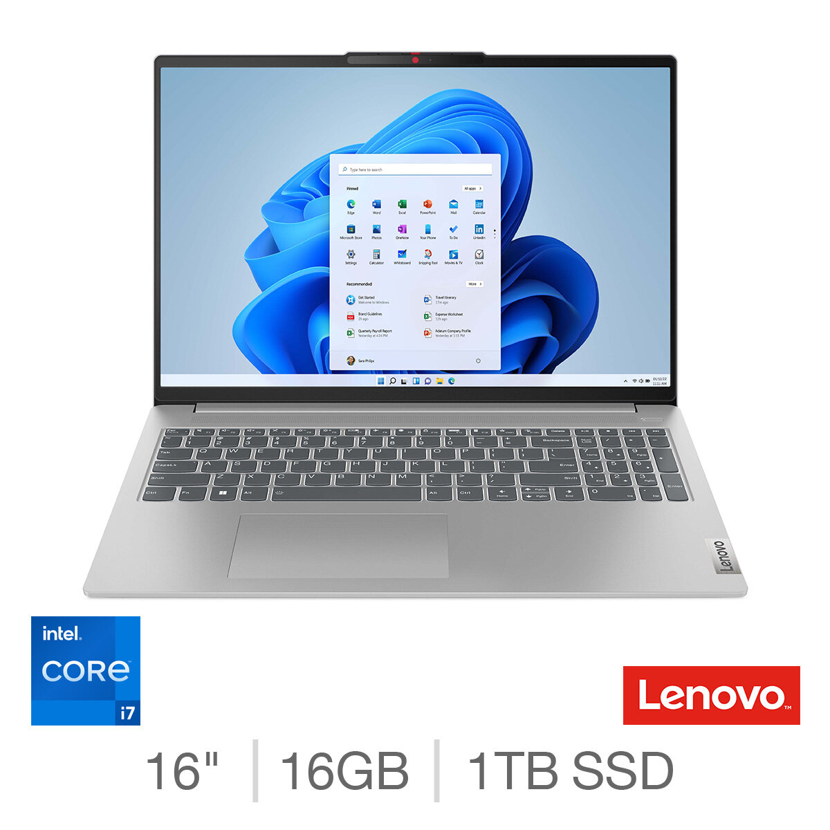 Lenovo IdeaPad Slim 5, Intel Core i7, 16GB RAM, 1TB SSD, 16 Inch Laptop, 82XF009RUK