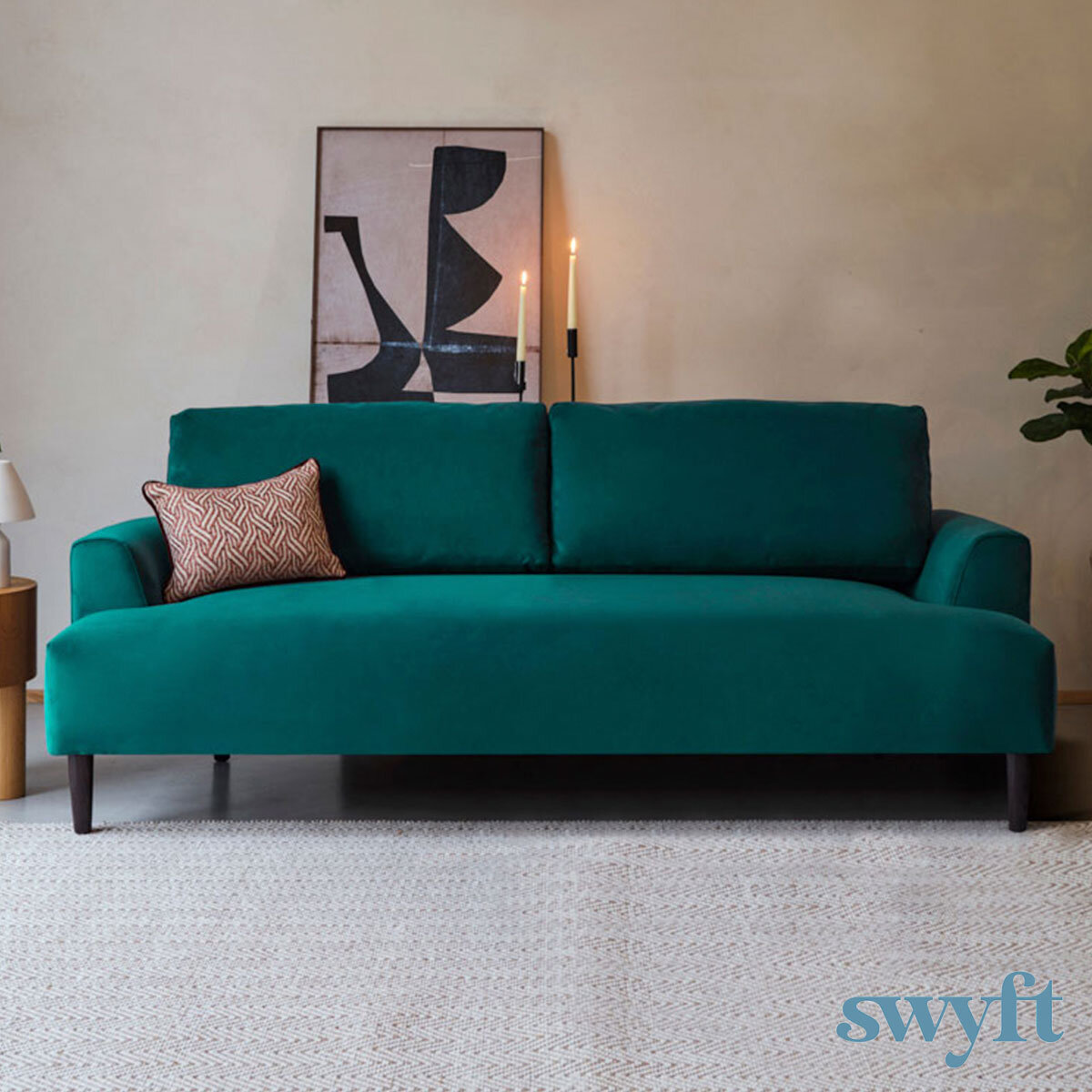 Swyft Model 05 Green Velvet 3 Seater Sofa