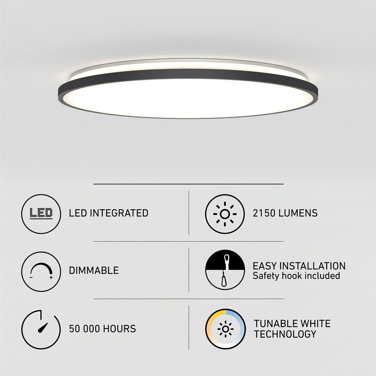 Artika Europa LED Flushmount CL-ERR-5L40BL With Remote in Black at costco.co.uk