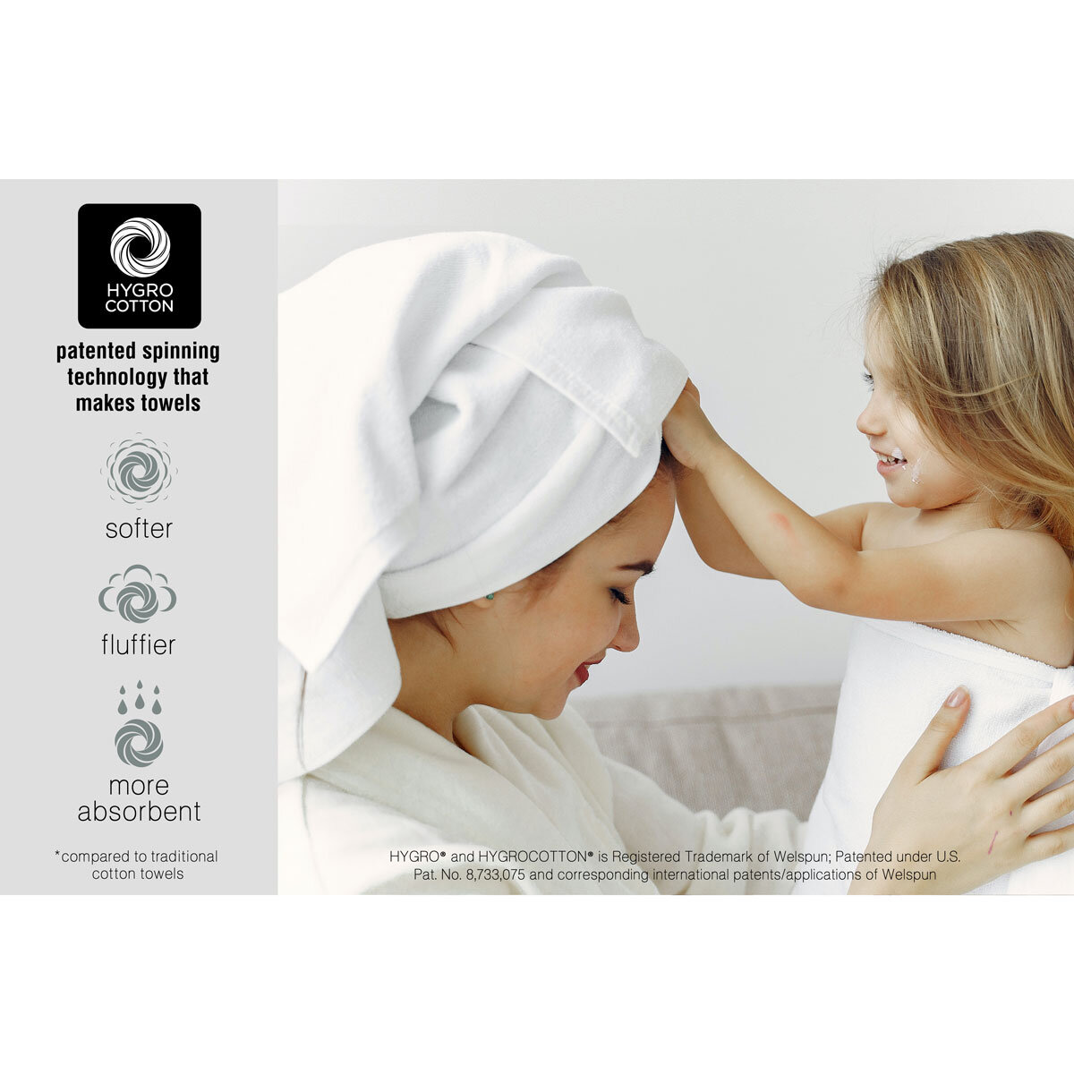 Grandeur 100% Hygro Cotton Bath Sheets, Pack of 2 in White