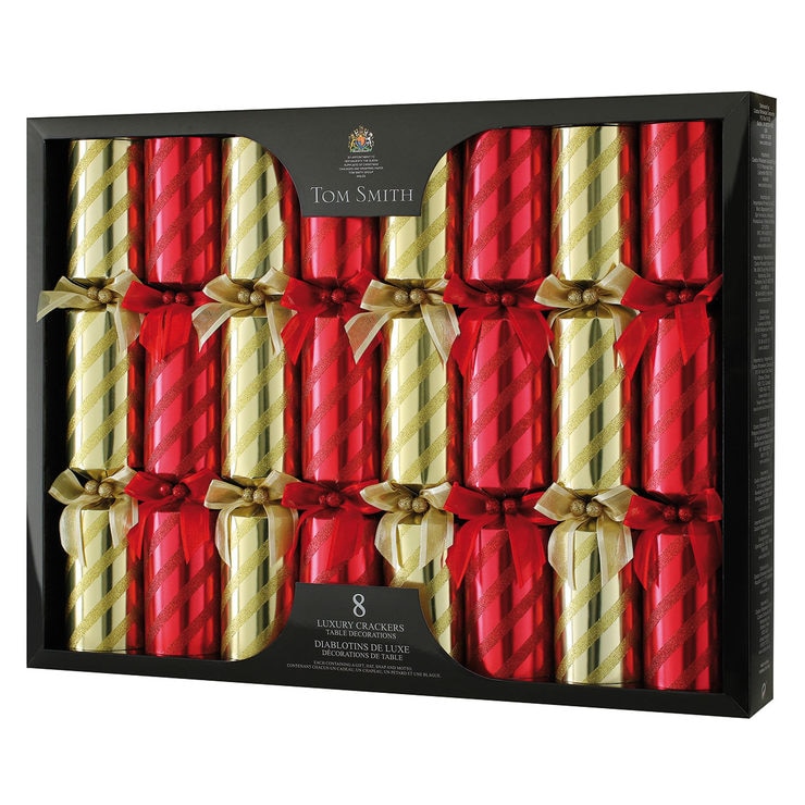 Tom Smith 14" (36cm) Deluxe Christmas Cracker 8 Pack In Red And Gold ...