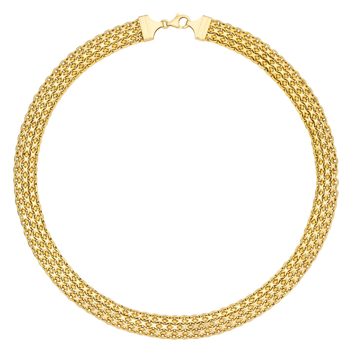 14ct Yellow Gold Bombay Bismark 3 Row Necklace