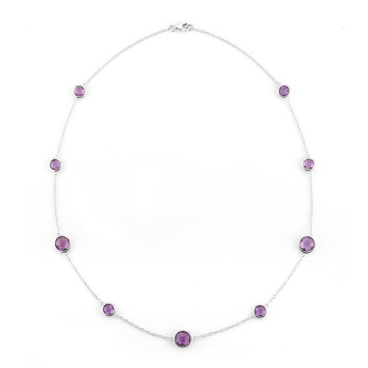 Round Cut Amethyst Necklace, 18ct White Gold | Costco UK