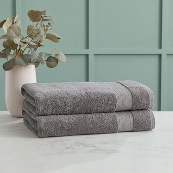 Grandeur 100% Hygro Cotton Bath Sheets, Pack of 2 in Grey