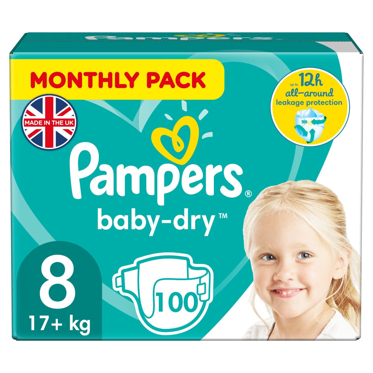 Pampers Baby Dry Taped, Size 8, 100 Pack