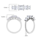 2.00ctw Princess Cut Diamond 5 Stone Ring, 18ct White Gold