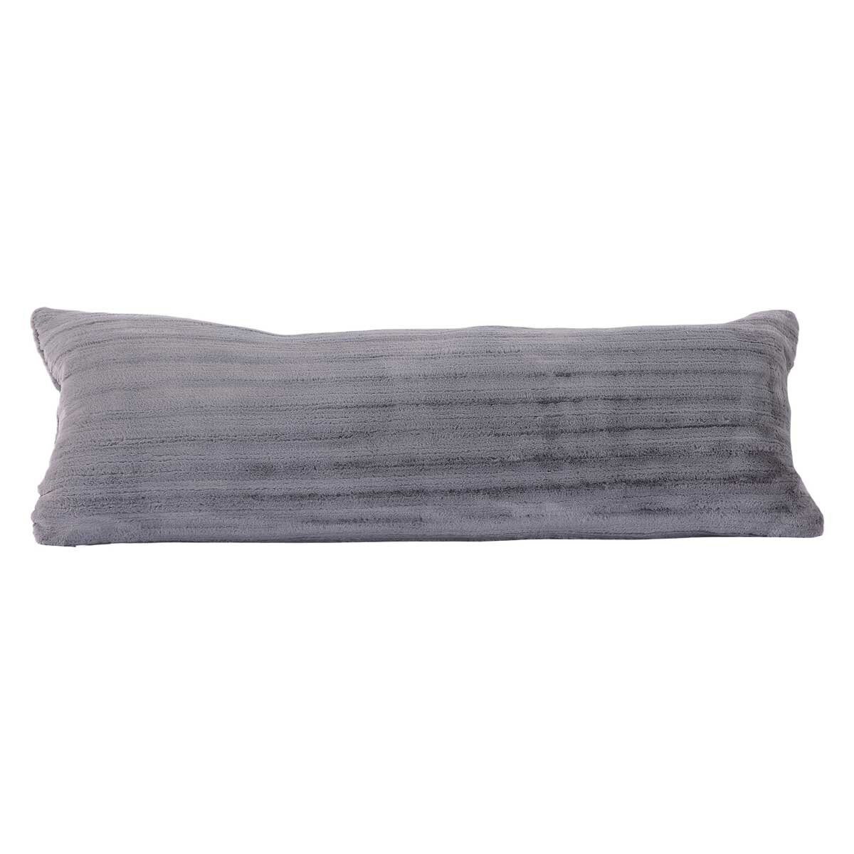 Faux Fur Body Pillow in Grey 51 x 137 cm