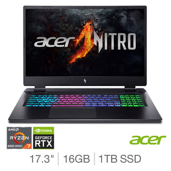 Acer Nitro 17, AMD Ryzen 7, 16GB RAM, 1TB SSD, NVIDIA GeForce RTX 4060, 17.3 Inch Gaming Laptop, NH.QPAEK.002