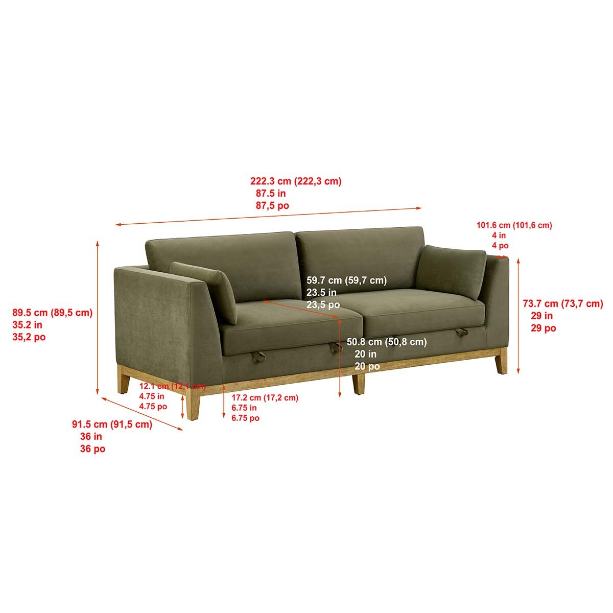 Thomasville Mokena Green Fabric 2 Seater Sofa with Storage Seats