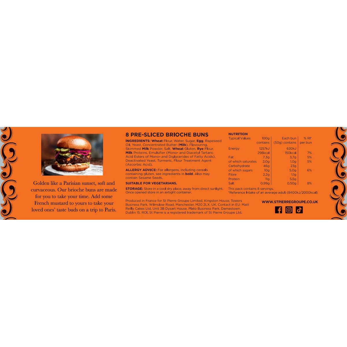 St. Pierre Brioche Buns, 2 x 8 Pack