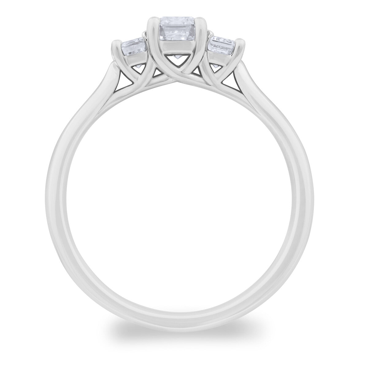 1.00ctw Emerald Cut Diamond 3 Stone Ring, 18ct White Gold