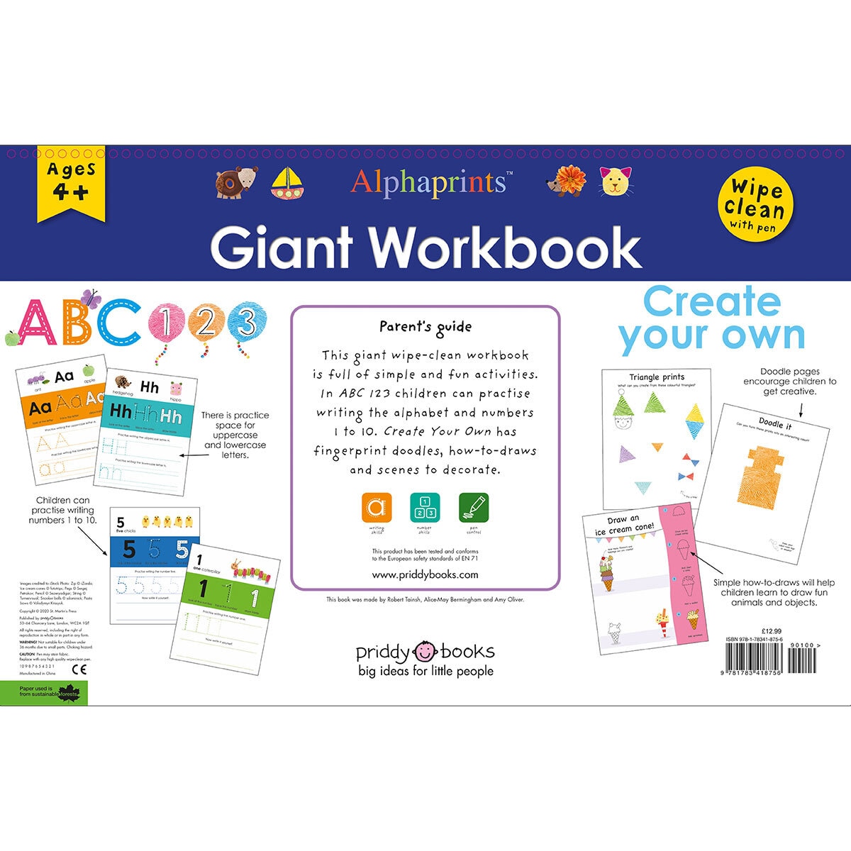 Giant Spiral Wipe-Clean Workbook: ABC 123 & Create Your Own