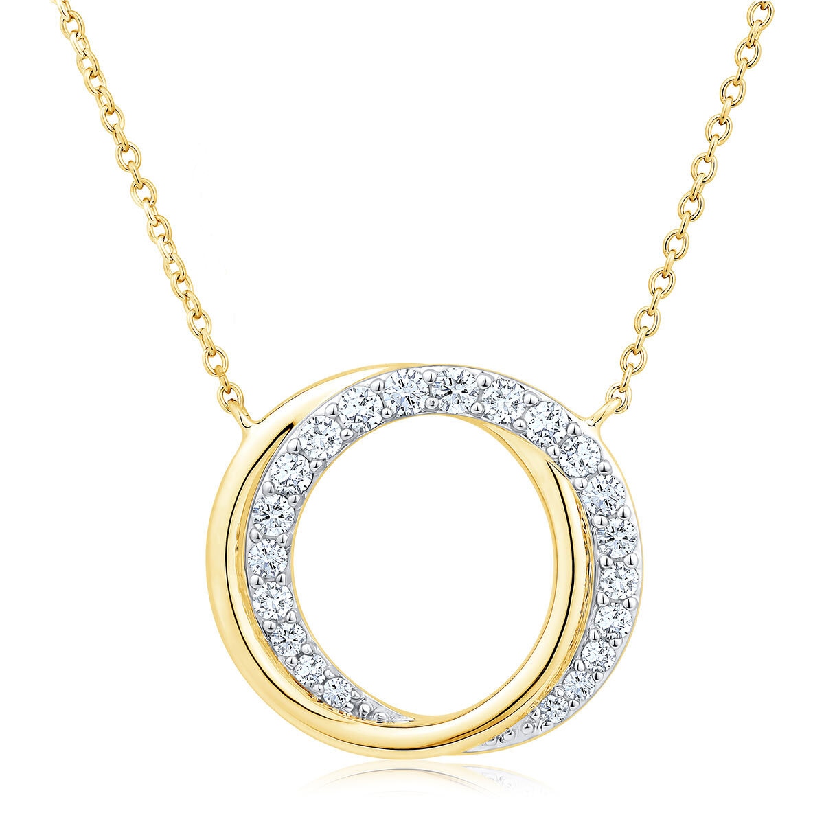 0.30ctw Round Brilliant Cut Diamond Circle Pendant, 14ct Yellow Gold