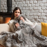 Dreamland Faux Fur Heated Throw in Zebra on Costco.co.uk