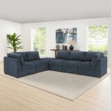 Thomasville Tisdale Blue 6 Piece Modular Fabric Sofa