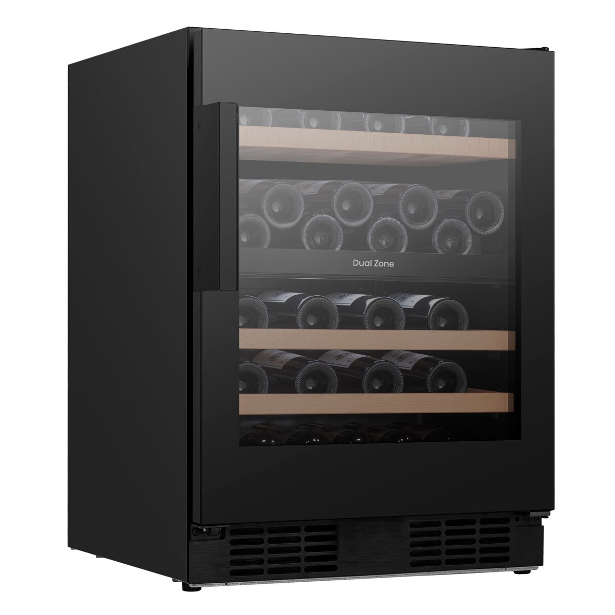 Hisense RW3N122GSLF, 46 Bottle Freestanding, Dual Zone Wine Cooler in Black