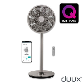 Duux 13" Whisper Flex Smart Pedestal Fan with Remote Control in Grey