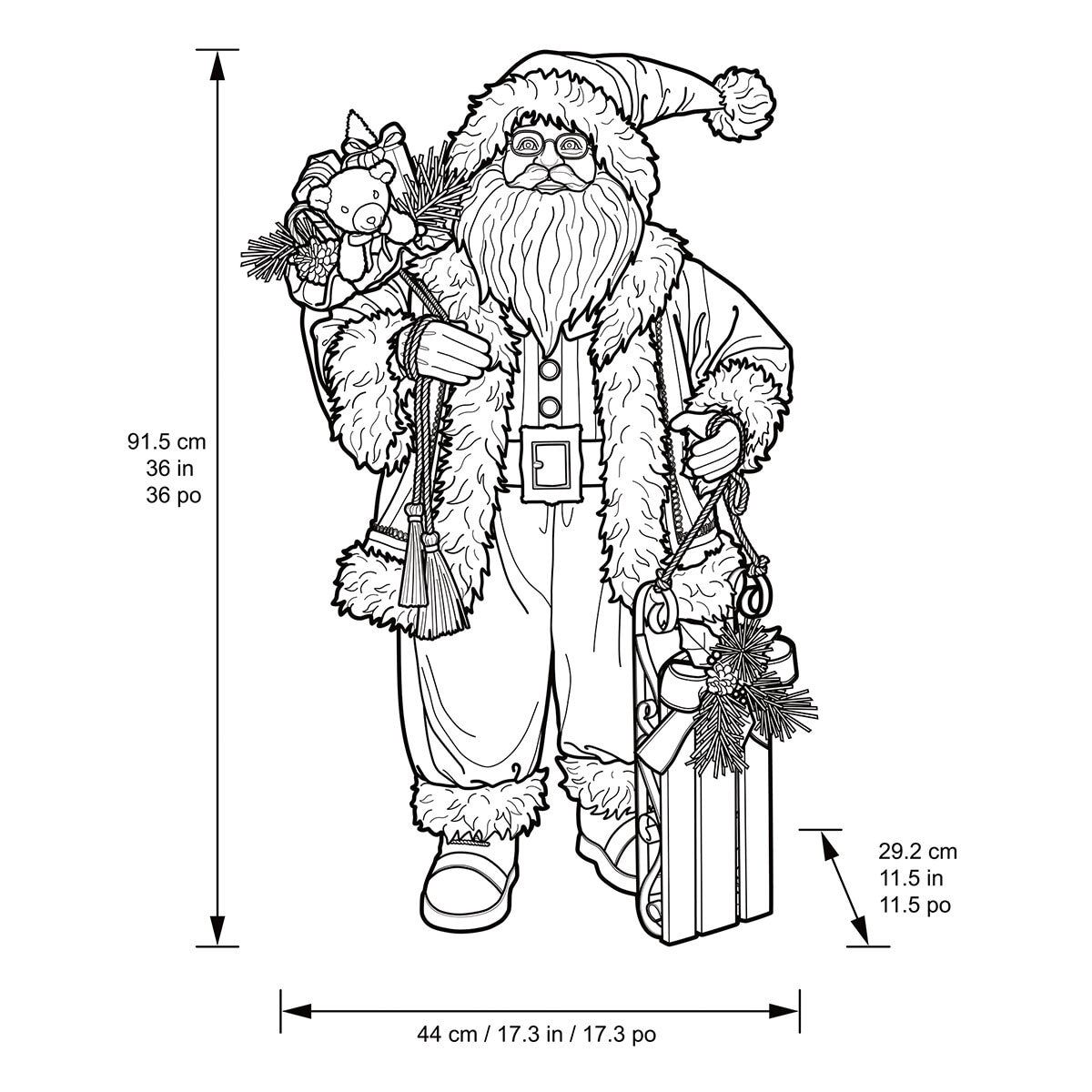 36 Inch (91.5cm) Fabric Traditional Standing Santa