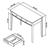 Bentley Designs Whitby Scandi Oak & Grey Dressing Table & Stool, Table Dimensions