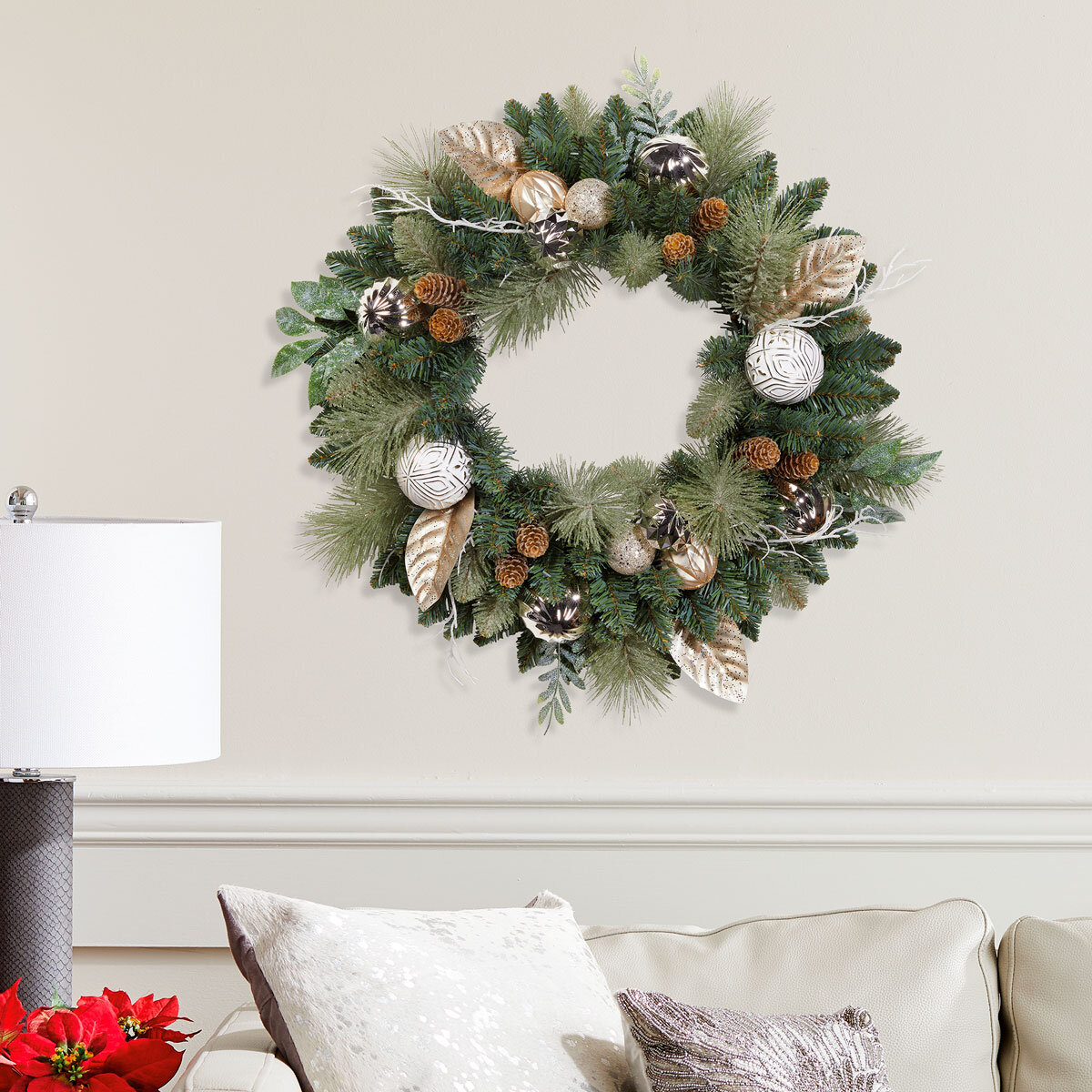 buy 24" Unlit Wreath Lifestyle Image at costco.co.uk