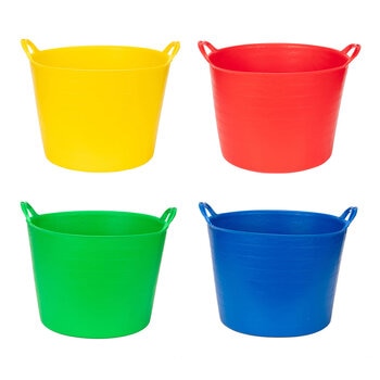 Amtech 42L Flexitub 4 pack in 4 colours Yellow, Red, Blue, Green (1 of each colour)